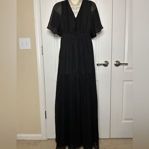 Black Chiffon Double Party Dress - Plus Size